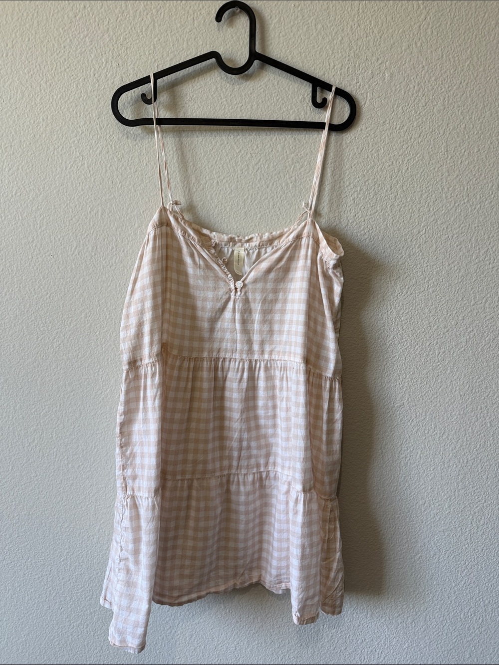 Light Pink Gingham Mini Slip Dress